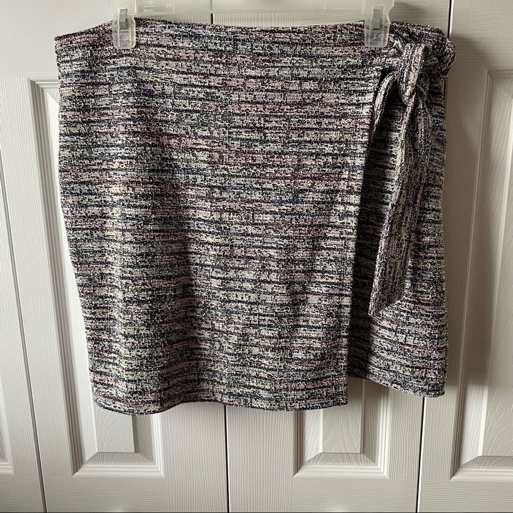 LOFT Plus Size 16 Faux Wrap Skirt Multicolored Textured